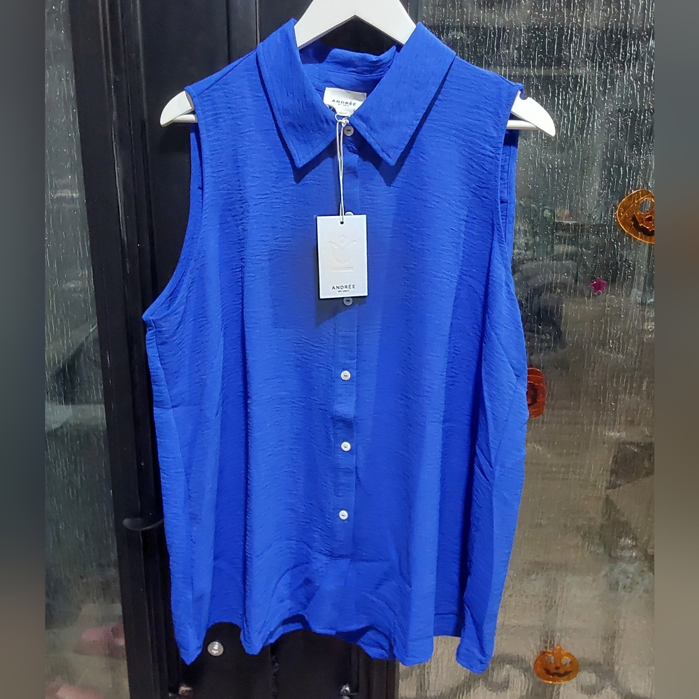 ANDREE BY UNIT Royal Blue Sleeveless Blouse